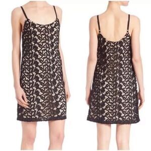 Alice + Olivia Emmie Mini Black Dress Tank Lace Backless Slip Size XS